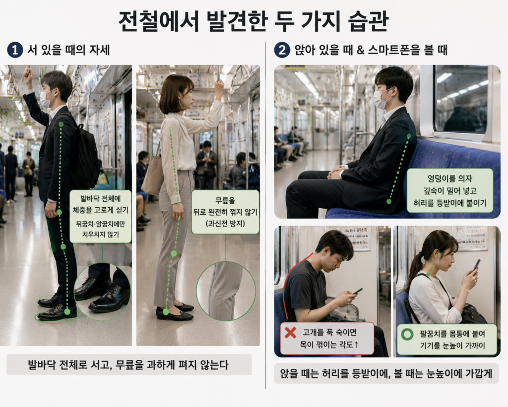 일본전철에서 발견한 자세 