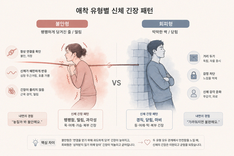 애착 유형에 따라 몸이 긴장하는 패턴이 다를까? 1 애착 유형에 따른 과활성화 및 비활성화 신체 반응 패턴